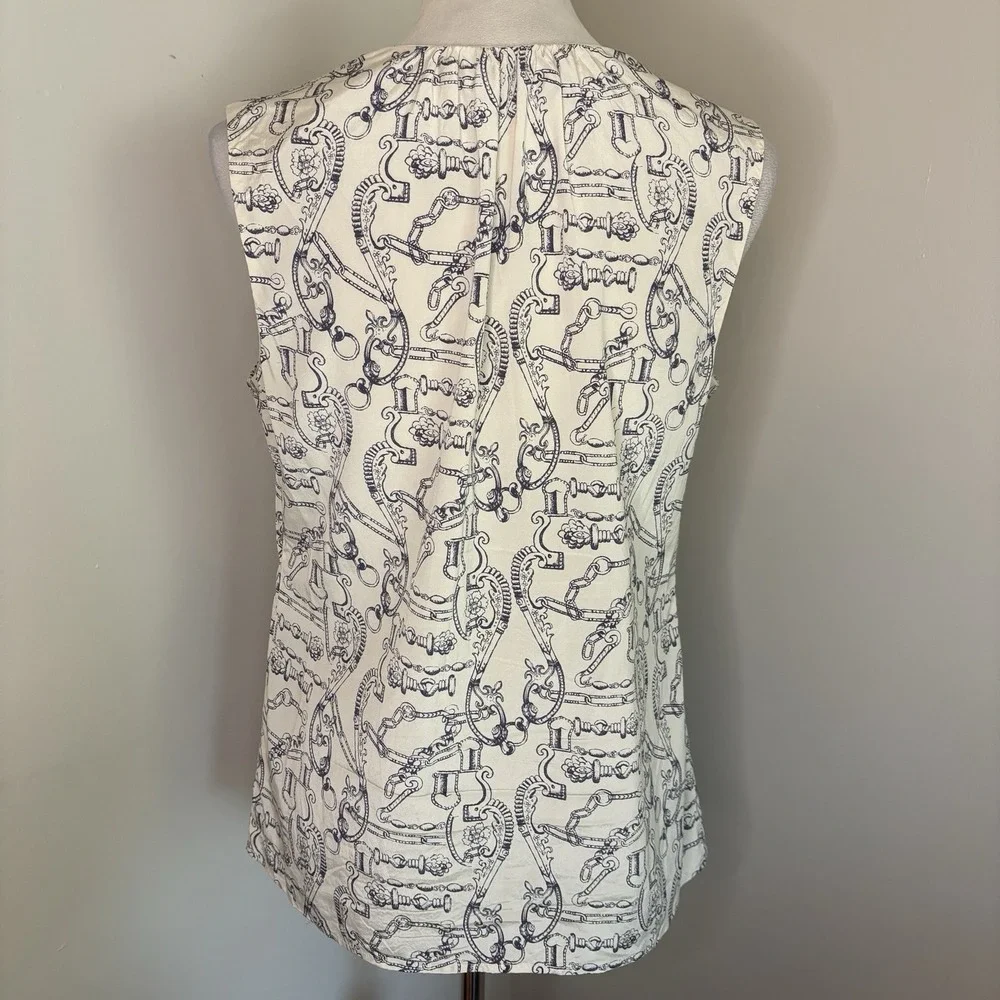 Tory Burch Angelique Blouse Silk Celestial Frentera Sleeveless Top Small 4